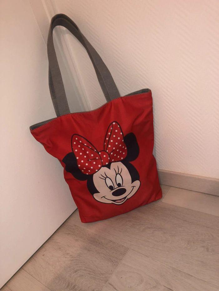 Sac tote bag en tissu très épais et solide avec fermeture zippée et tête de Minnie Mouse - photo numéro 5