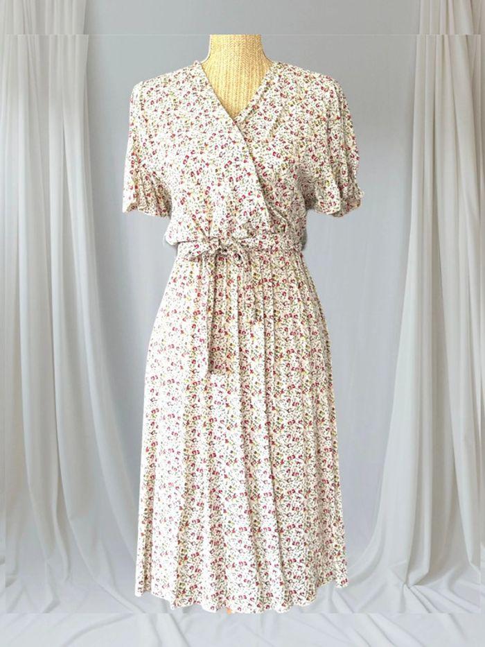 Robe midi fleuri beige TU 36/42