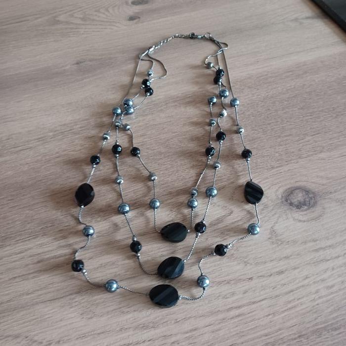 Collier 3 rangs gris-noir-argenté Burton - photo numéro 2