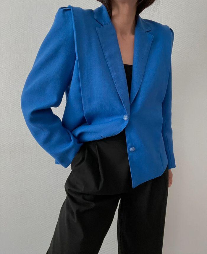 Blazer court bleu à plis - photo numéro 14