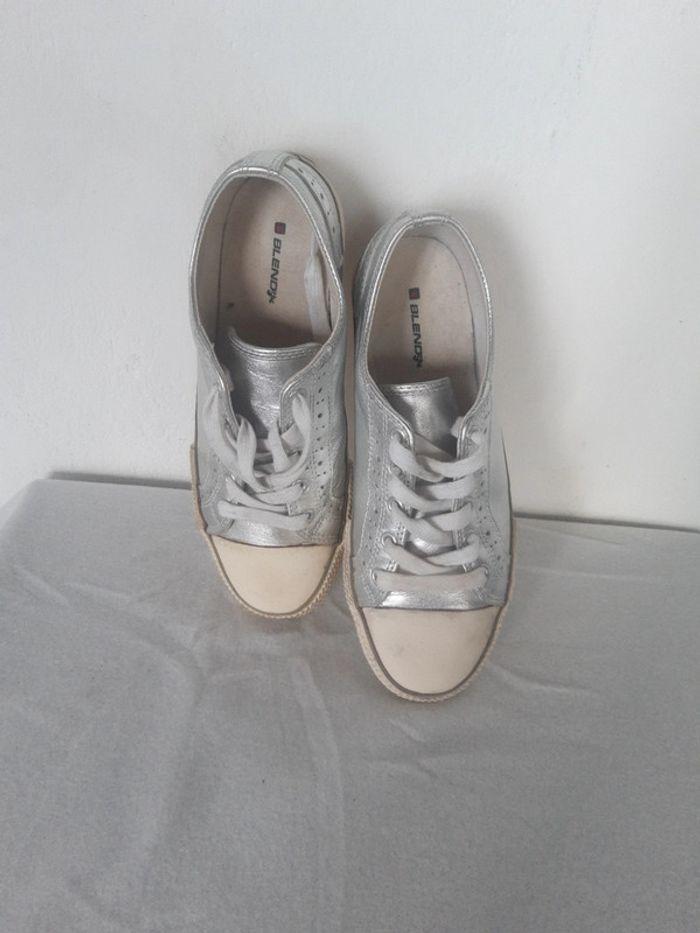 Basket en cuir argenté silver taille 40 femme marque BlendShe - photo numéro 14