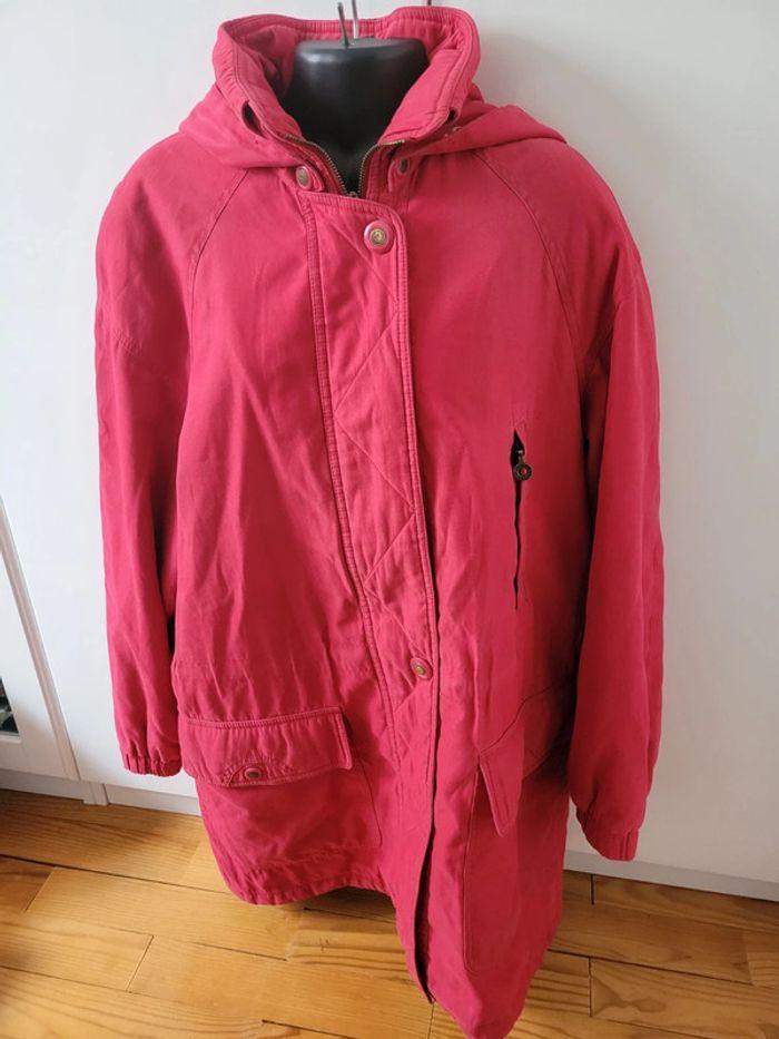 Manteau parka longue rouge fuschia taille 38 / M - photo numéro 3