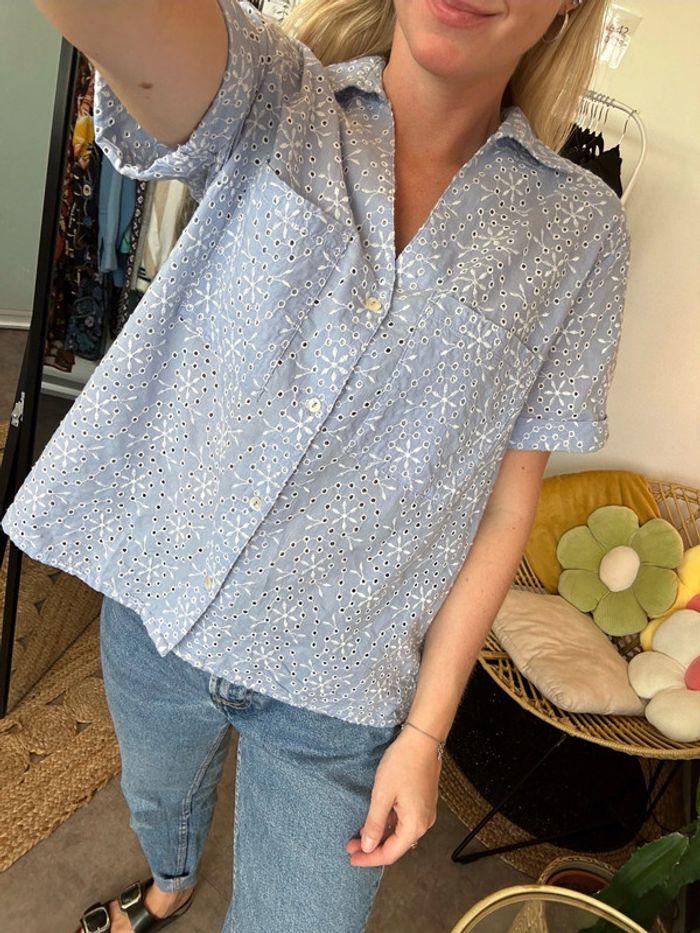 Chemise Promod bleu clair en broderie anglaise taille 40 - photo numéro 2