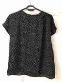 T-shirt blouse Manches courtes 36 noir et pois