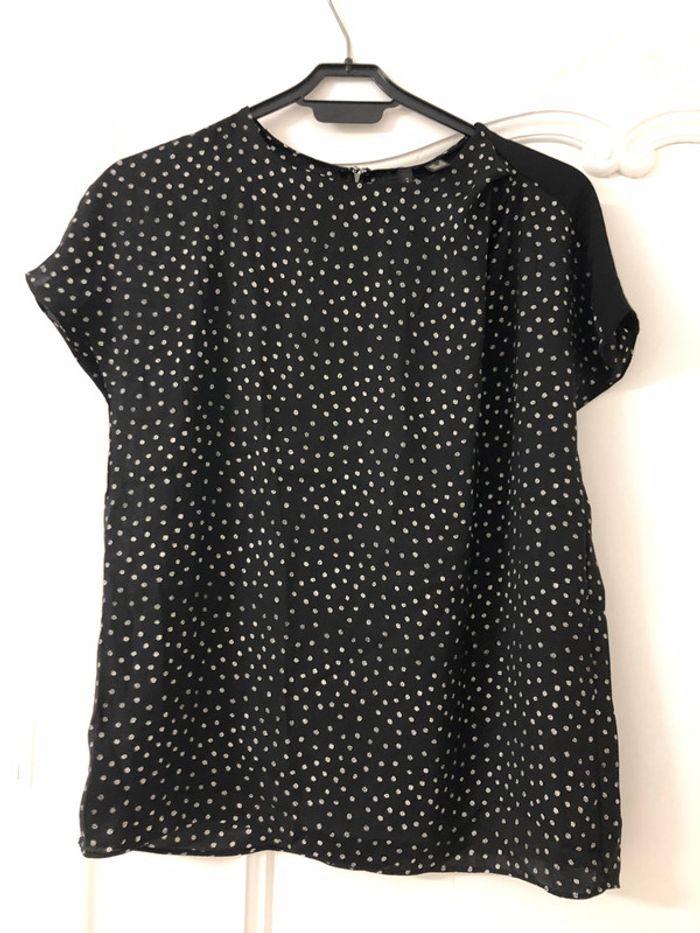 T-shirt blouse Manches courtes 36 noir et pois - photo numéro 1