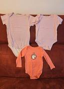 Lot de 3 bodies manches courtes/longues, taille 12/18 mois, 74/80 cm