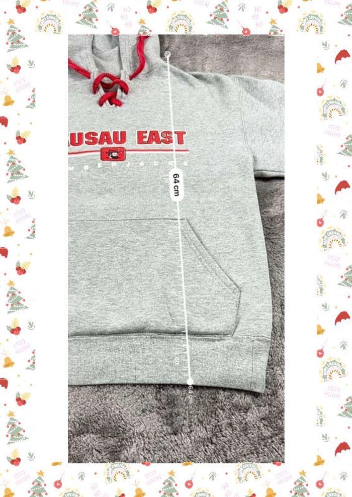 👕 Sweat à capuche Veste University Rare Vintage y2k 90s 2000s Wausau East USA Gris Taille S 👕 - photo numéro 3