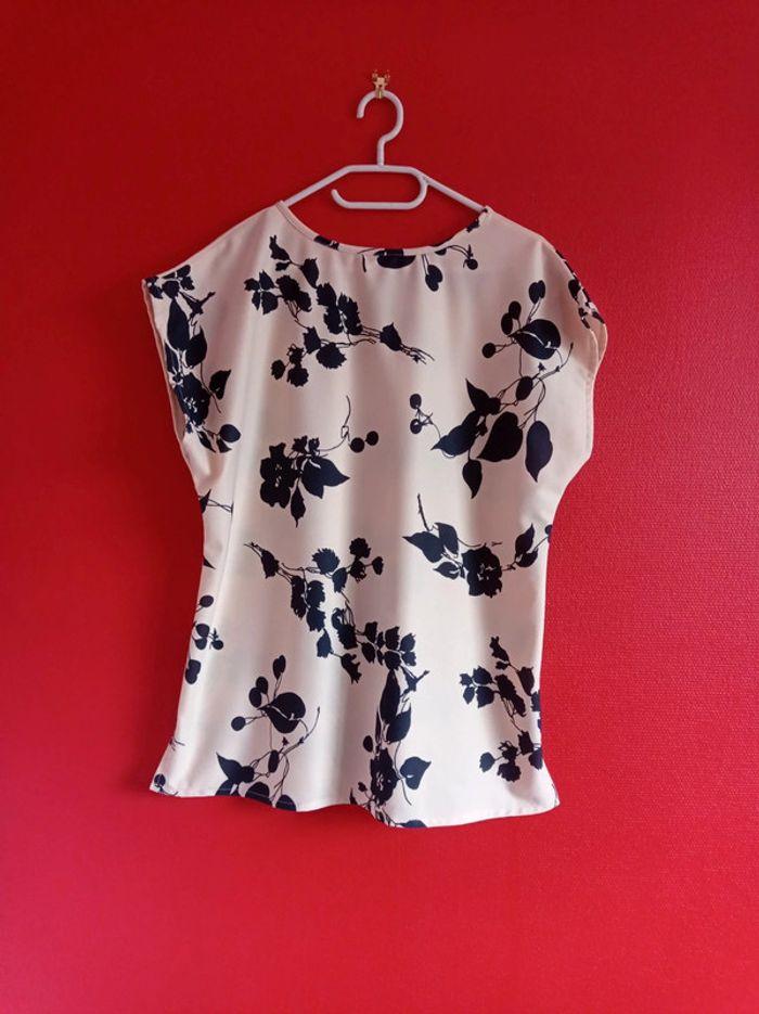 Blouse taille 44 Crème Fleurs Marine - photo numéro 5