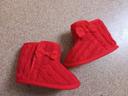 Chaussons montants bébé fille rouge, noeud 6, 12 mois, hiver, effet tricoté