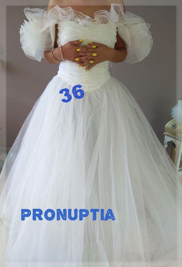 Robe de mariée Pronuptia blanche en voile  taille 36/38+ chapeau capelline satin et tulle - photo numéro 3