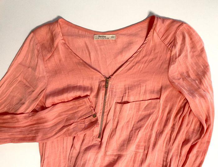 Blouse Bershka corail avec détail poche - photo numéro 2