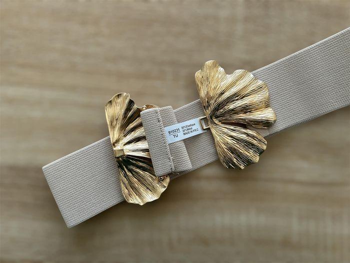 Ceinture élastique fleur doré beige - photo numéro 3