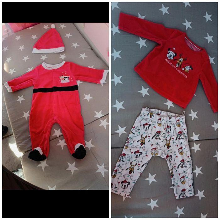 Lot 9 mois 71 cm grenouillere pyjama noël bonnet père noël Disney mickey - photo numéro 1