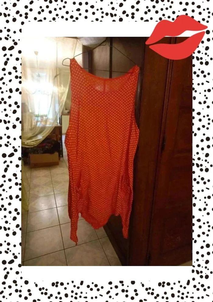 Robe corail à pois blancs taille XXXL/46 - photo numéro 5