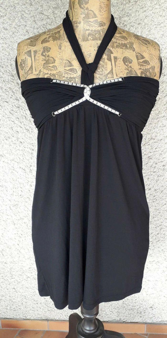 Robe de soirée, courte, noir/ strass argent, T2 - photo numéro 1