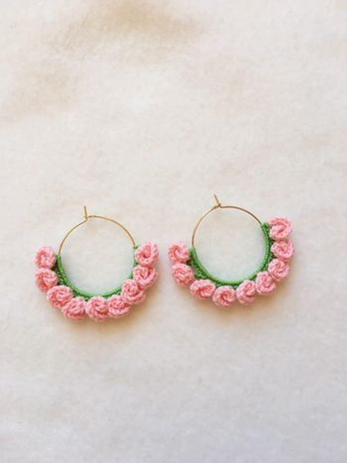 Boucles d’oreilles motif roses - photo numéro 1