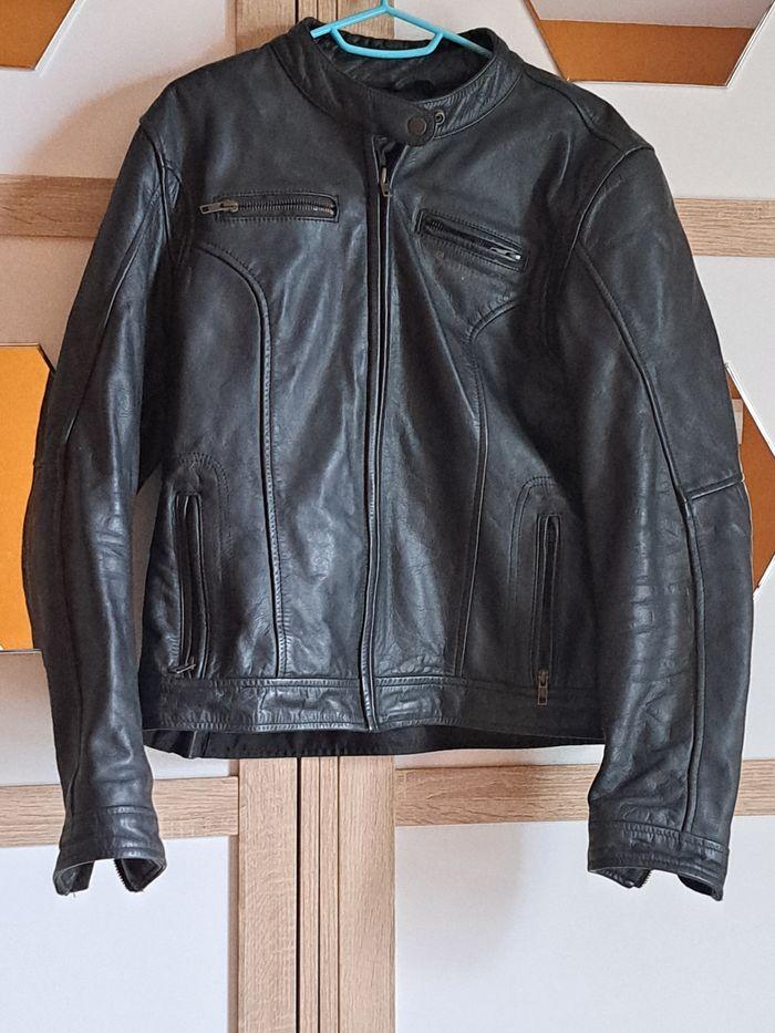 Veste de moto avec protection et dorsal en cuir véritable soubirac - photo numéro 1