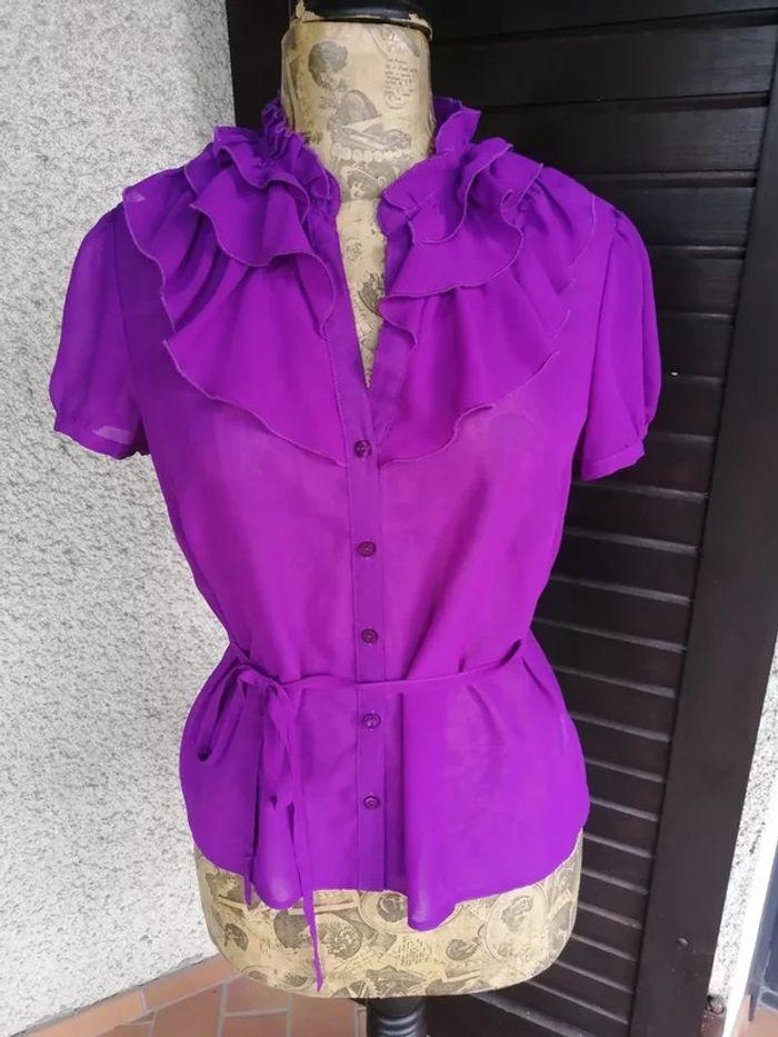 Chemise voile à jabot, violet, Debenhams, Petite Collection, 42 - photo numéro 1