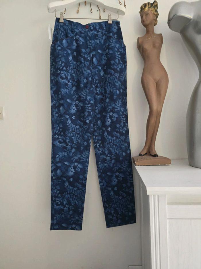 Pantalon  vintage  38 bleu indigo  💐 - photo numéro 12