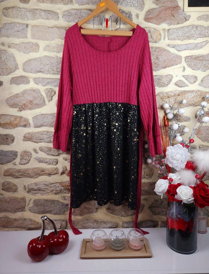 Robe de soirée en tricot rose noire et dorée Femme taille 54 marque Boohoo 🍬 - photo numéro 1