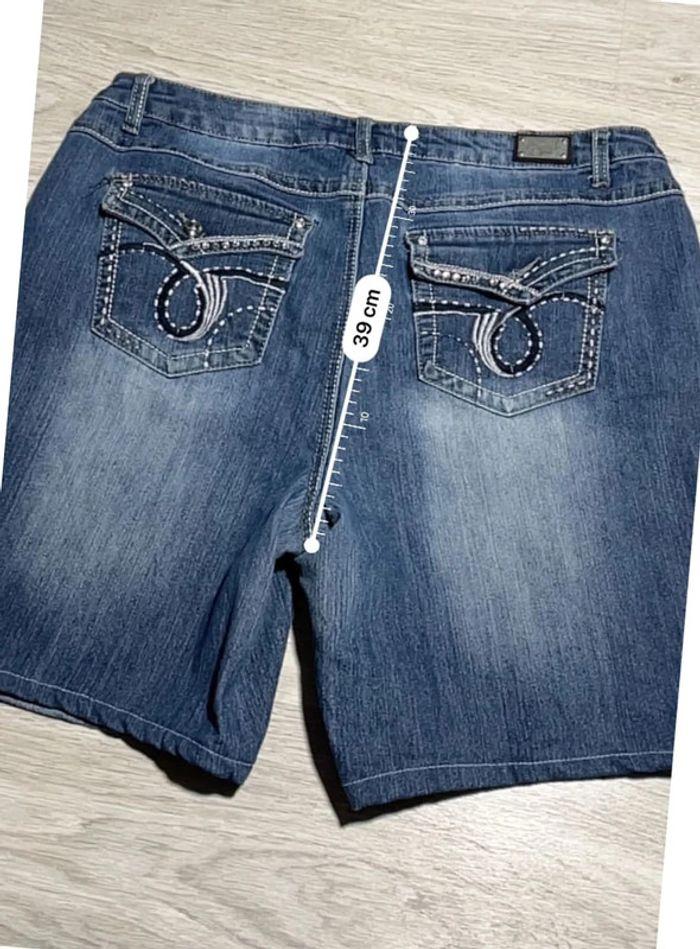 🩳 Short vintage brodé hip hop en jean Bleu Taille XL 🩳 - photo numéro 5