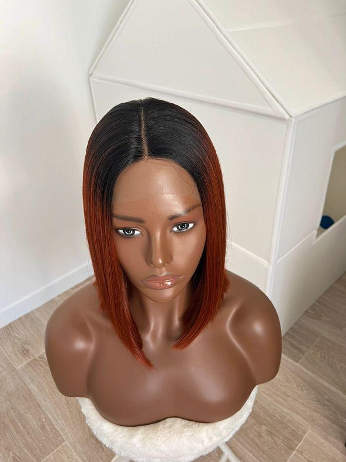 Perruque bob lace front 2 tons rousse noire - photo numéro 8