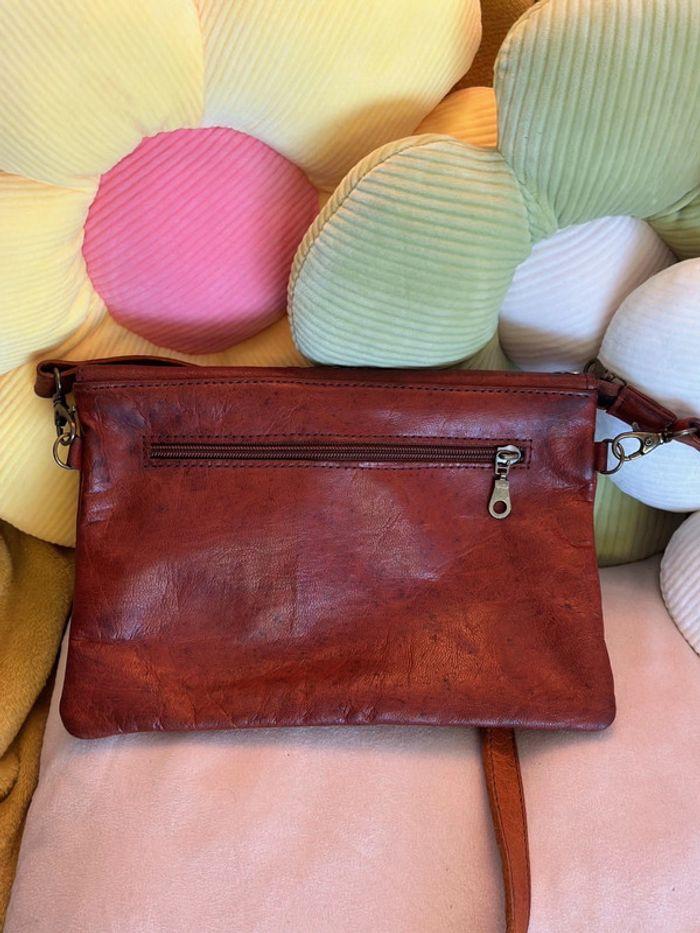 Sac en cuir artisanal bandoulière style bohème “hippie” - photo numéro 6