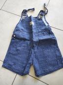 salopette short bleu marine à pois 4 ans