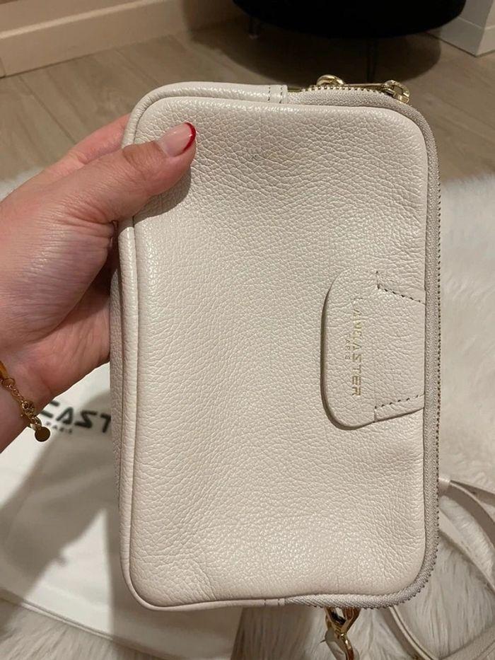 Sac Lancaster trotteur Dune cuir blanc cassé crème bandoulière cross body - photo numéro 14