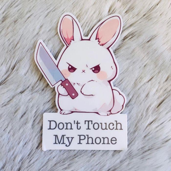 Autocollant Don’t Touch My Phone Lapin