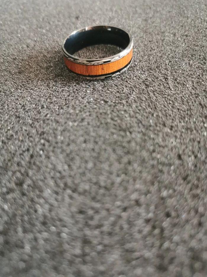 Bague homme acier et bois T12 - photo numéro 2