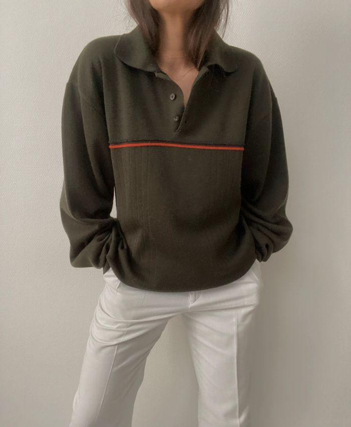 Oversized pull long à col tunisien khaki - photo numéro 4