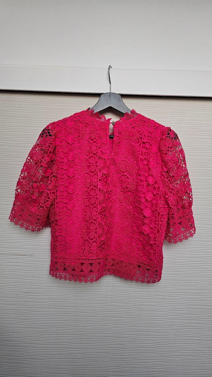 Blouse dentelle broderies guipure rose Morgan - photo numéro 6