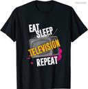 T-shirt homme humour manger dormir television noir txxl