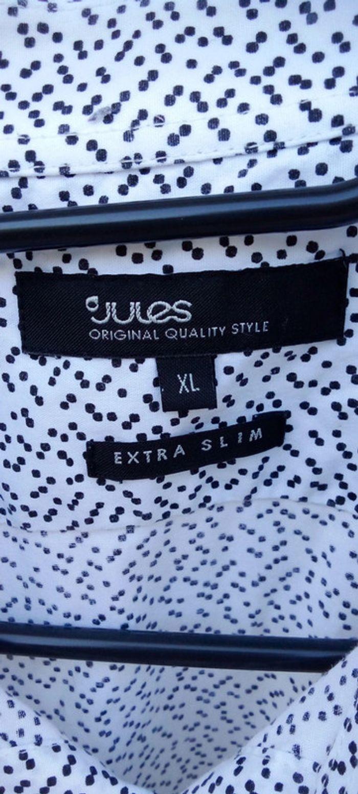 Chemise manches longues Jules blanche à petits motifs noirs Extra Slim Fit taille XL - photo numéro 11