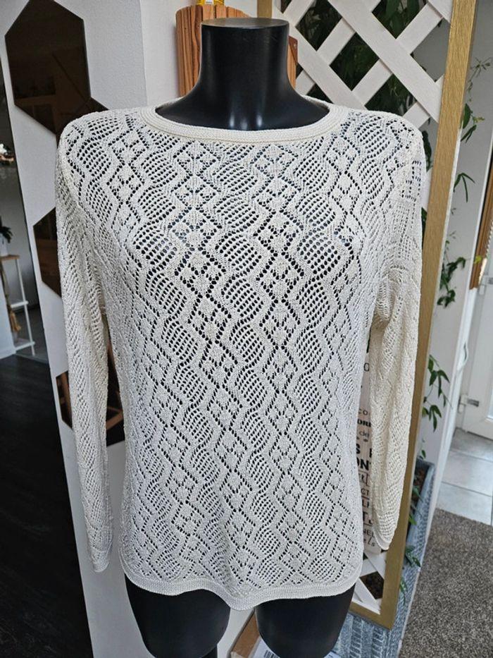 Monari pull beige à maille taille M - photo numéro 2