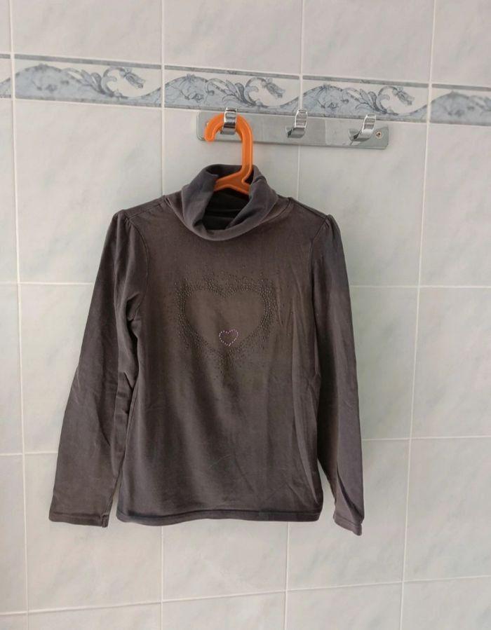 Sous pull Okaïdi 10 ans gris à paillettes - photo numéro 1