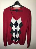 Pull col en V jacquard pour femme Tommy  Hilfiger fuchsia taille L 048