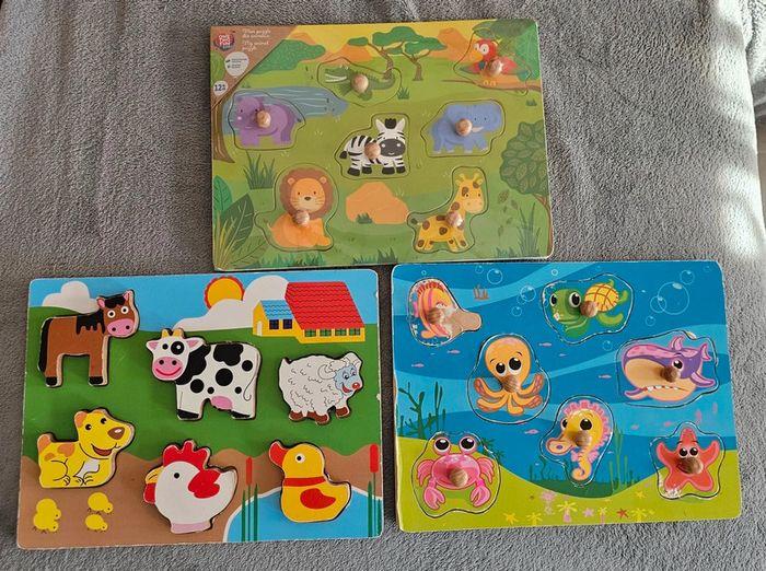 Lot de 3 puzzles 1 er âge en bois - photo numéro 1