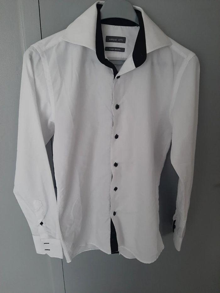 Chemise unie blanche coupe ajustée homme Sergio Vitti S - photo numéro 1