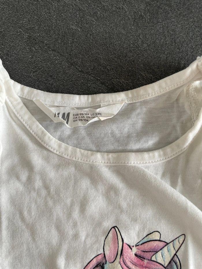 Débardeur blanc Licorne H&M 2/4 ans - photo numéro 2