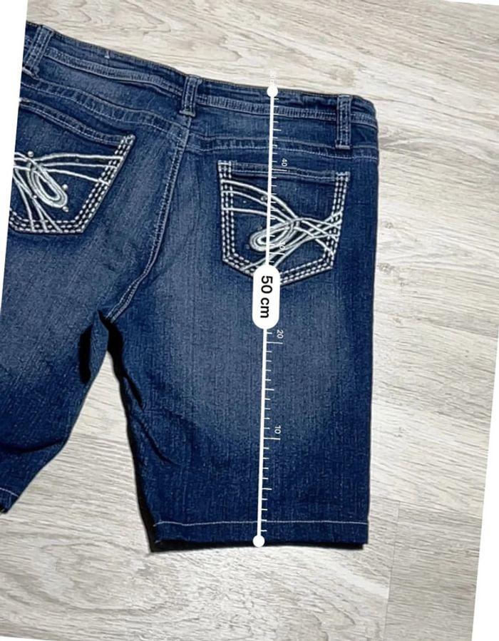 🩳 Short vintage brodé hip hop en jean Bleu Taille S-M 🩳 - photo numéro 6