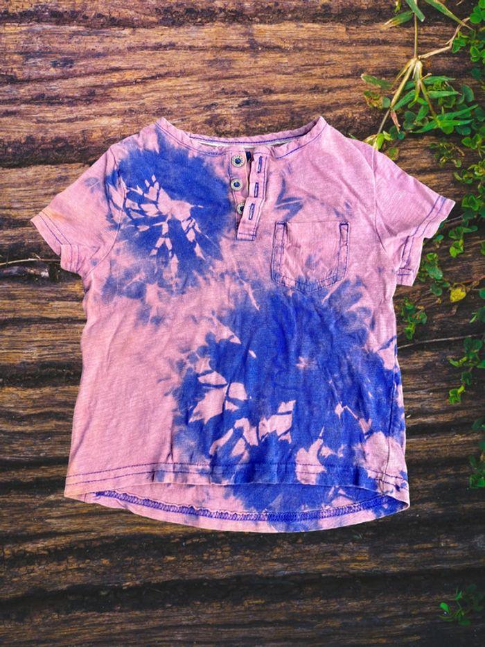 Upcycling - Tee-shirt bébé psychédélique tie and dye - photo numéro 1