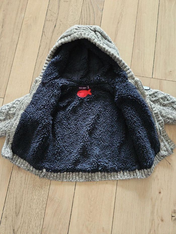 Manteau gilet chaud doublé 12 mois à capuche - photo numéro 2