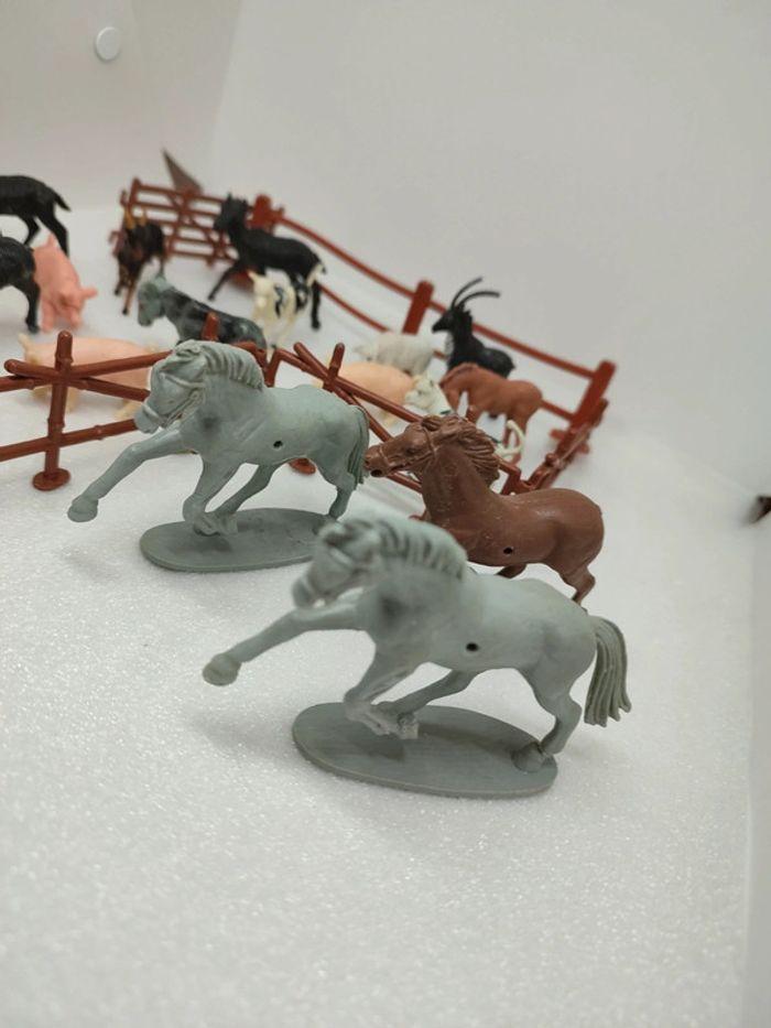 Lot animaux ferme zip Singapore vintage maquette vache bouc chèvre mouton cochon cheval horse âne - photo numéro 9