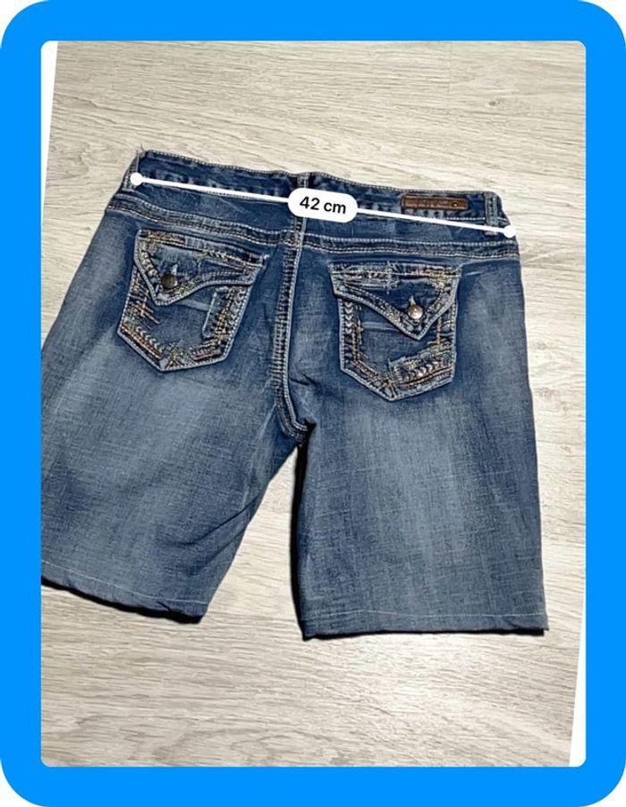 🩳 Short vintage brodé en jean Bleu Arya Taille S🩳 - photo numéro 3