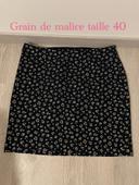 Jupe hiver bleu marine à motifs doré grain de malice taille 40