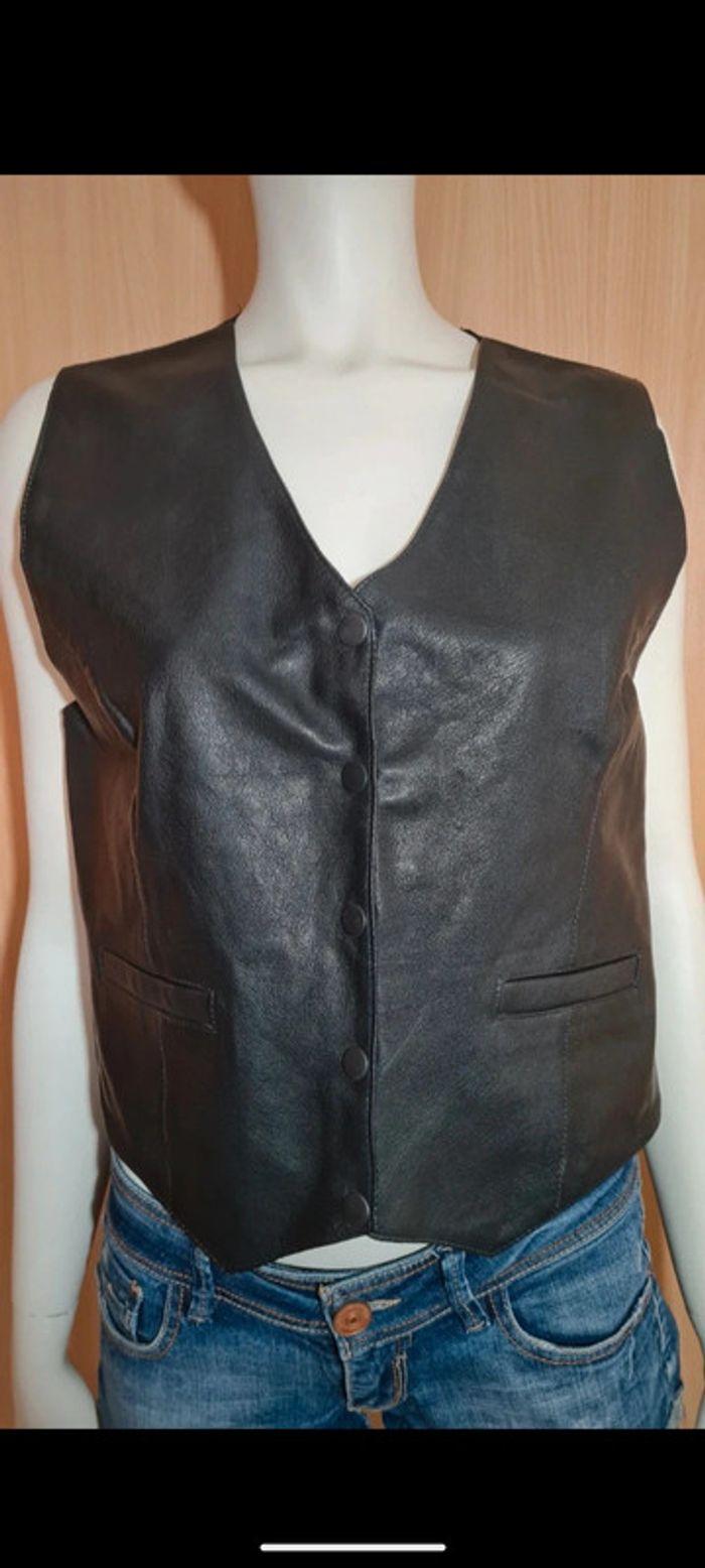 Gilet cuir noir - photo numéro 2