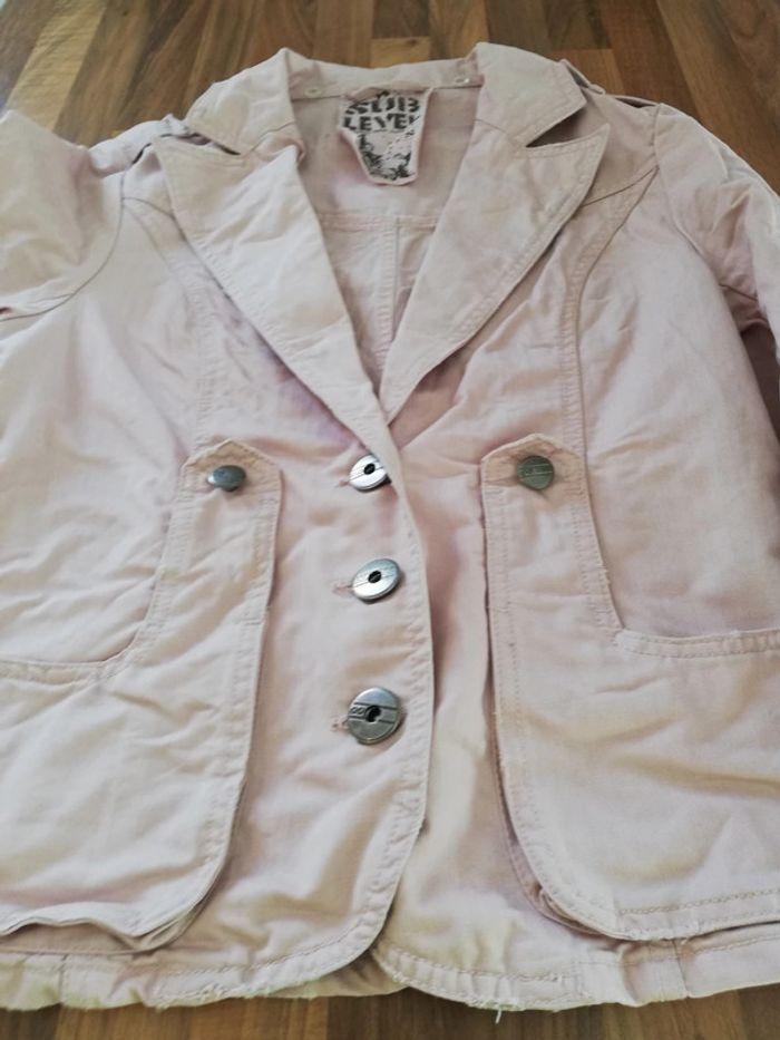 Veste jean rose effet vieilli taille S - photo numéro 5