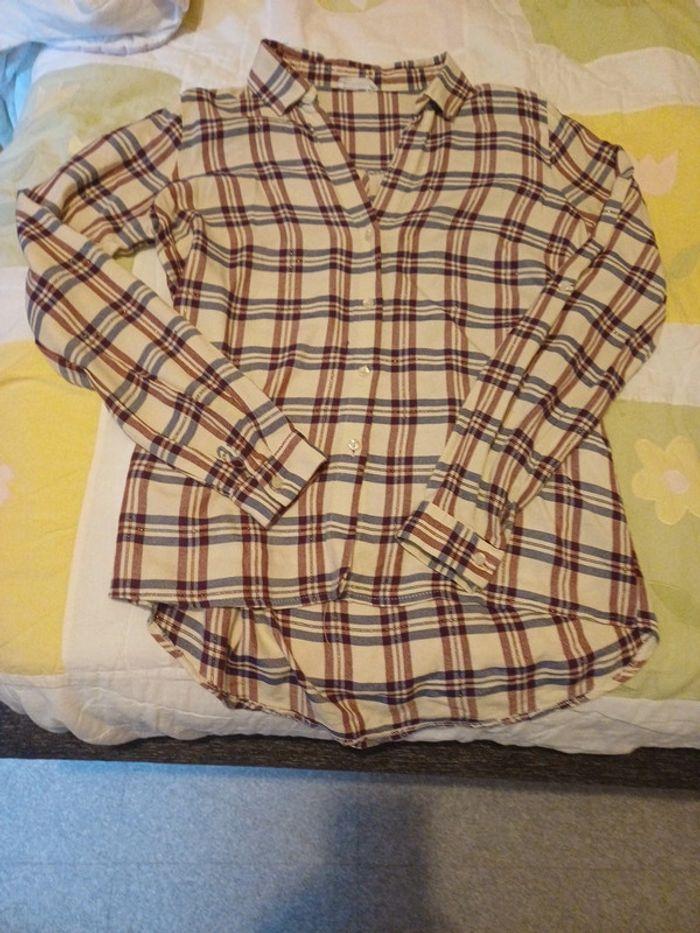 Chemise col V à carreaux - photo numéro 1